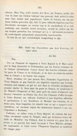 124. Brief van Daendels aan den Koning, 21 April 1810