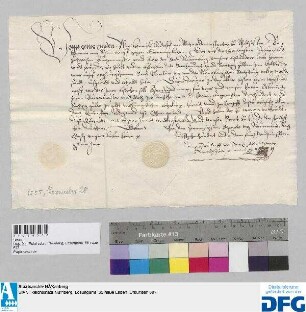 Heinrich Rudolff von Wetze, Administrator zu Waldsassen, stellt der Stadt Nürnberg Quittung aus über 400 fl. Stadtsteuer.