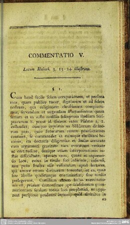Commentatio V. Locum Malach. 3, 13 - 24. illustrans
