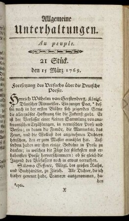 21 Stück. d. 15. März 1769.