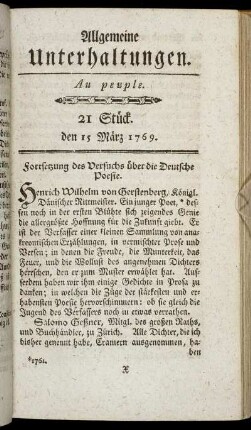 21 Stück. d. 15. März 1769.
