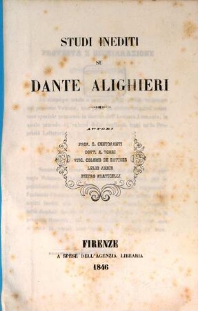 Studi inediti su Dante Alighieri