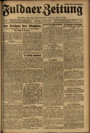 Erste Ausgabe vom Dienstag, den 08. April 1924.