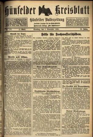 Erste Ausgabe vom Samstag, den 01. November 1930.