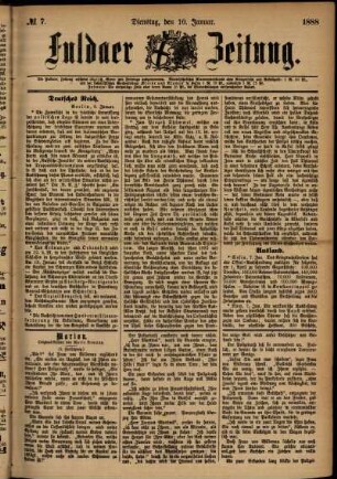 Ausgabe vom Dienstag, den 10. Januar 1888.