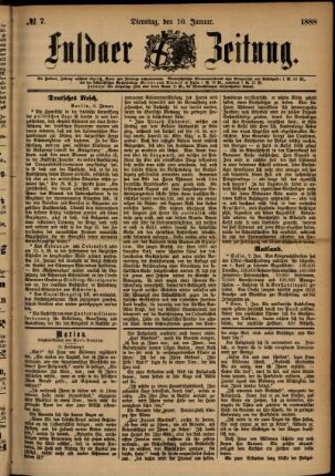 Ausgabe vom Dienstag, den 10. Januar 1888.