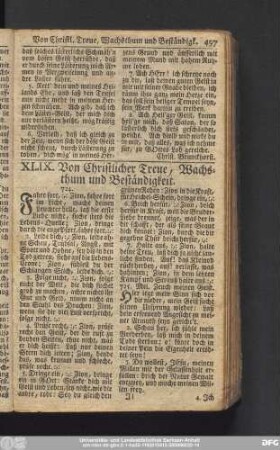 XLIX. Von Christlicher Treue, Wachsthum und Beständigkeit.