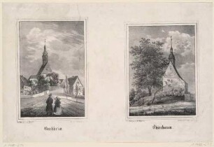 Kirche in Thierbaum (Bad-Lausick) in Sachsen, aus Sachsens Kirchen-Galerie von Hermann Schmidt, 1843 Bd. 10