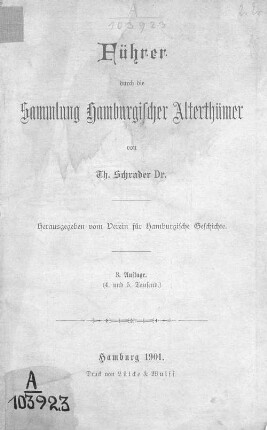 Führer durch die Sammlung Hamburgischer Alterthümer