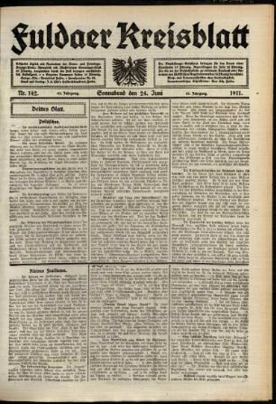Dritte Ausgabe vom Samstag, den 24. Juni 1911.