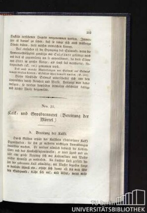 Nro. 25. Kalk- und Gypsbrennerei (Bereitung der Mörtel.)