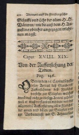 Caput XVIII. XIX. Von der Aufferstehung der Todten.