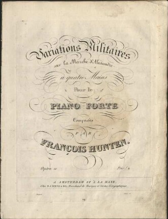 Variations militaires sur la marche d'Alexandre à quatre mains pour le piano forte