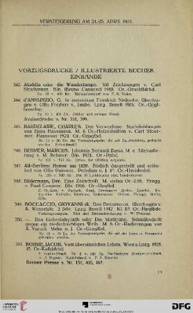 Vorzugsdrucke/Illustrierte Bücher/Einbände (Nr. 343-477)