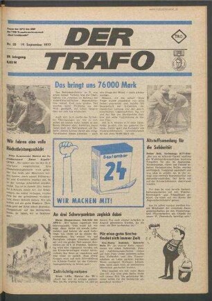 TRO-Betriebszeitung 'Der Trafo'; Nr. 35/1977 (19. September 1977)