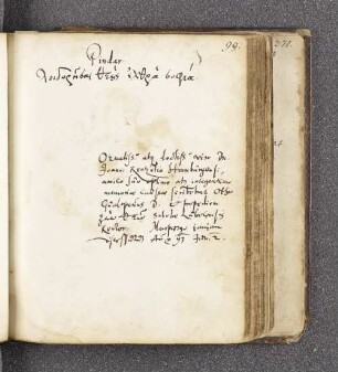 Otho Gualperius. – Incipit: Loidoresai Theous echtra sophia [Pindar?]. – Marburg, 02.01.1593