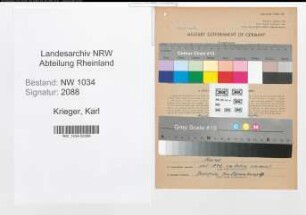 Entnazifizierung Karl Krieger , geb. 24.01.1909 (Stabsfeldwebel)