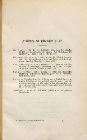 Die englische Wechsel-Ordnung vom Jahre 1882
