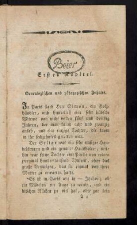 Erstes Kapitel. Genealogischen und pädagogischen Inhalts.