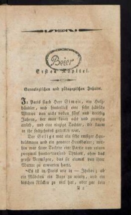Erstes Kapitel. Genealogischen und pädagogischen Inhalts.