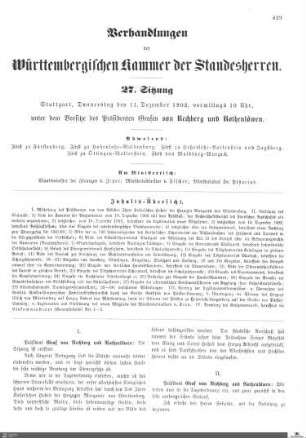 27. Sitzung, Stuttgart, 11.12.1902
