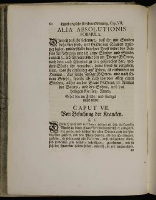 Caput VII. Von Besuchung der Krancken.