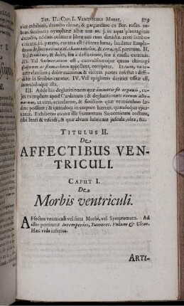 Titulus II. De Affectibus Ventriculi