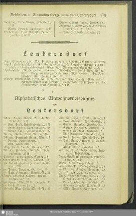 Einwohnerverzeichnis : Alphabetisches Einwohnerverzeichnis von Lenkersdorf