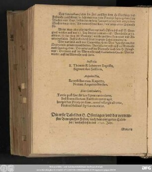 Die erste Tabel des H. Ostertages/ und der vornemsten Beweglichen Festen ...
