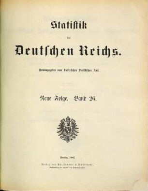 Waarenverkehr des deutschen Zollgebiets mit dem Auslande. 26 = 1886 (1887)