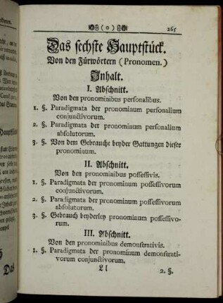 Das sechste Hauptstück. Von den Fürwörtern (Pronomen.)