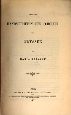 Über die Handschriften der Scholien zur Odyssee