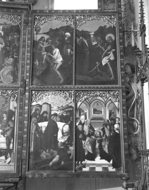 Altar in erster Öffnung — Szenen aus dem Leben Johannes des Täufers — Rechter Außenflügel: Vier Szenen aus dem Leben des Heiligen