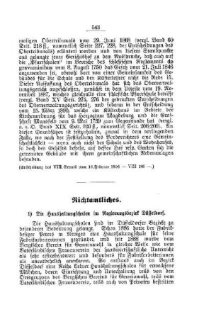 Die Haushaltungsschulen im Regierungsbezirk Düsseldorf : [Nichtamtliches]