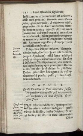 Caput I. Qualis Charitas in statu innocentiæ fuisset: & quoniam tam exacta post peccatum haberi non potuit; ex illius defectu, de origine Juris