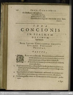 Idea Concionis In Psalmum Decimumseptimum