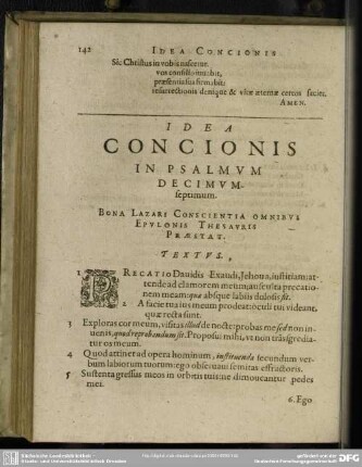 Idea Concionis In Psalmum Decimumseptimum