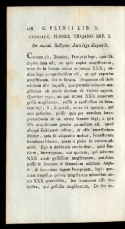 LXXXIII. C. Plinius Trajano Imp. S.