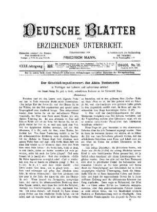 Der Geschichtsquellenwert des Alten Testaments : in Vorträgen vor Lehrern und Lehrerinnen erörtert ; (Fortsetzung)