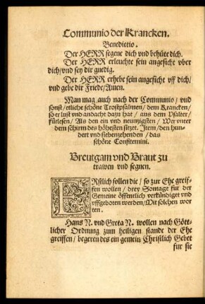 Breutgam und Braut zu trawen und segnen.