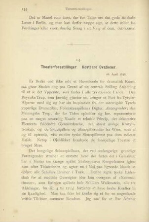 14. Theaterforestillinger. Kostbare Ovationer