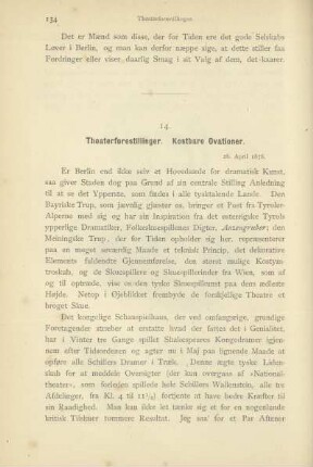 14. Theaterforestillinger. Kostbare Ovationer