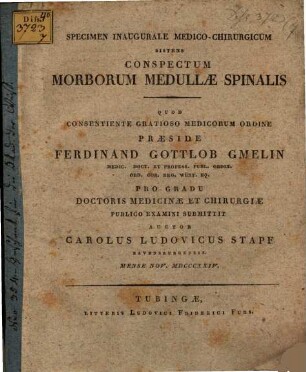 Specimen inauguralis medico-chirurgicum sistens conspectum morborum medullae spinalis