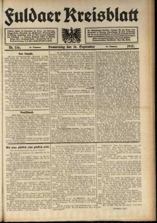 Ausgabe vom Donnerstag, den 18. September 1913.
