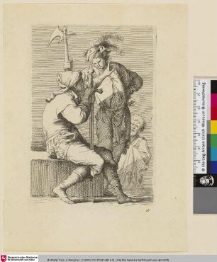 Salvator Rosa Invenit [Zwei bewaffnete Männer im Gespräch und eine Figur im Hintergrund]