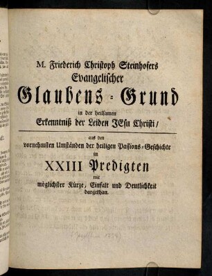 A1r-344, M. Friederich Christoph Steinhofers Evangelischer ...