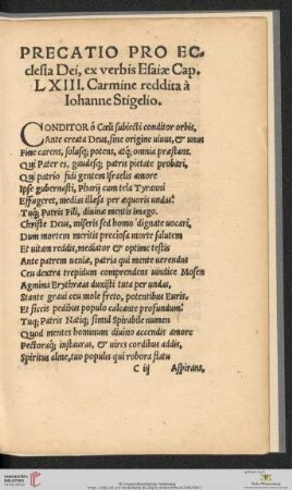 Precatio pro ecclesia Dei, ex verbis Esaiae Cap. LXIII