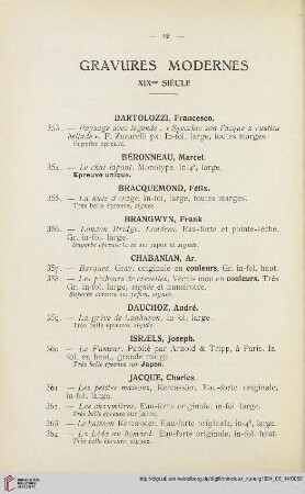 Gravures Modernes XIXme siècle (Nr. 353-392)