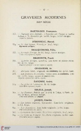Gravures Modernes XIXme siècle (Nr. 353-392)