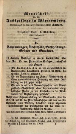 Monatsschrift für die Justizpflege in Württemberg. 13. 1848
